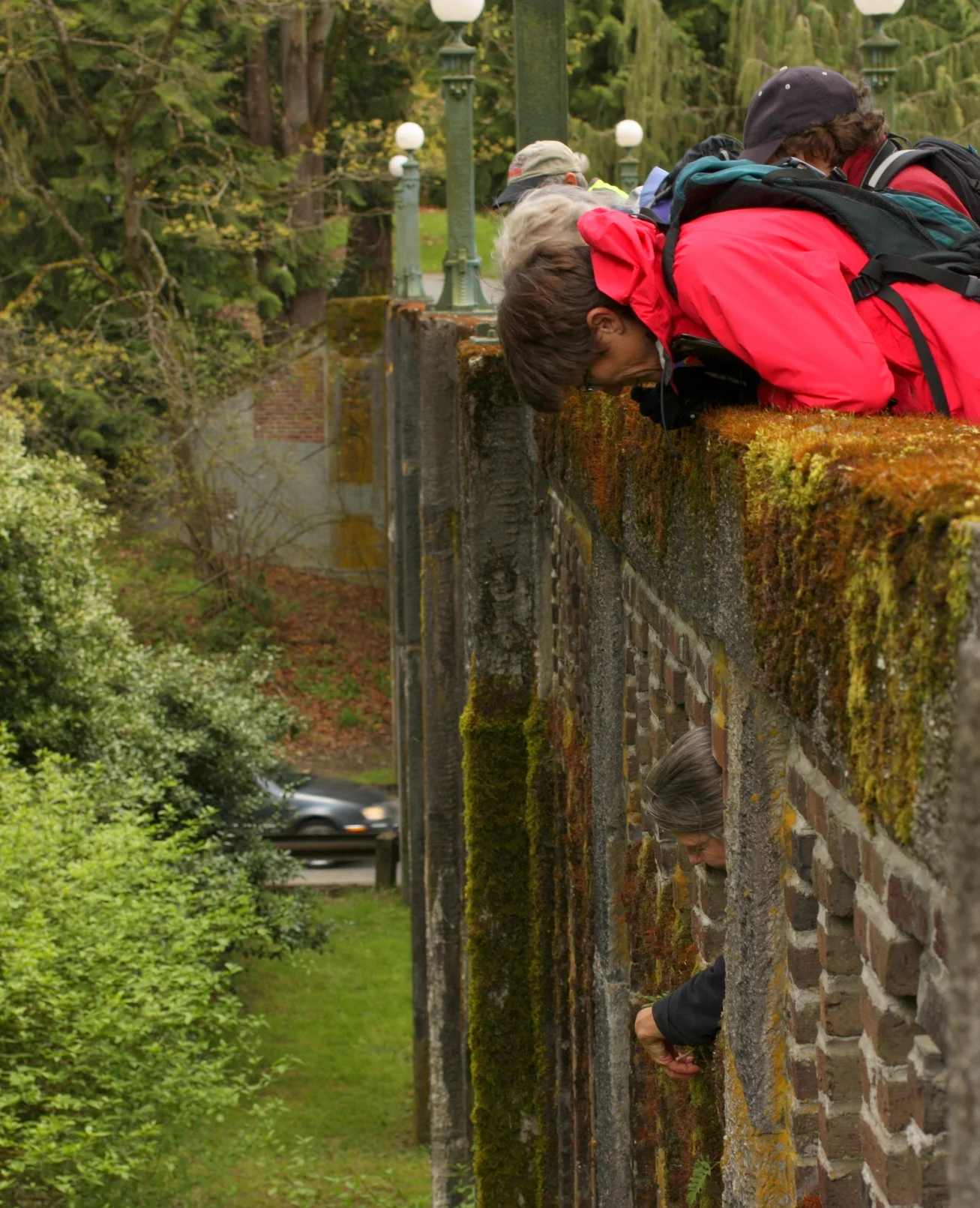  My instructor fetching a sample from the side of the bridge. 
