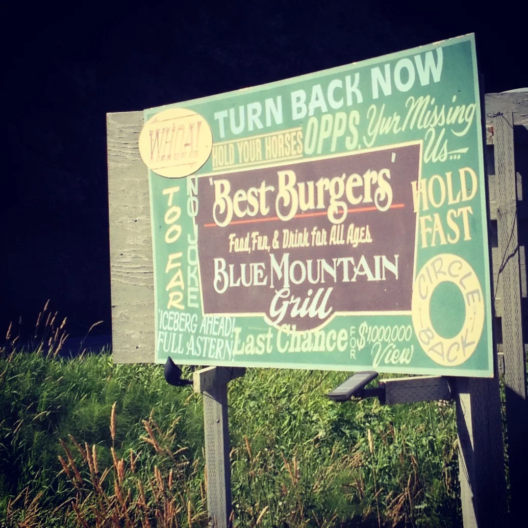  Final stop for burgers. Despite the promises of the signage, ours were just so so. Again, still find this area very beautiful so I am looking forward to trying yet again in 2015. Maybe third time will be the charm. 