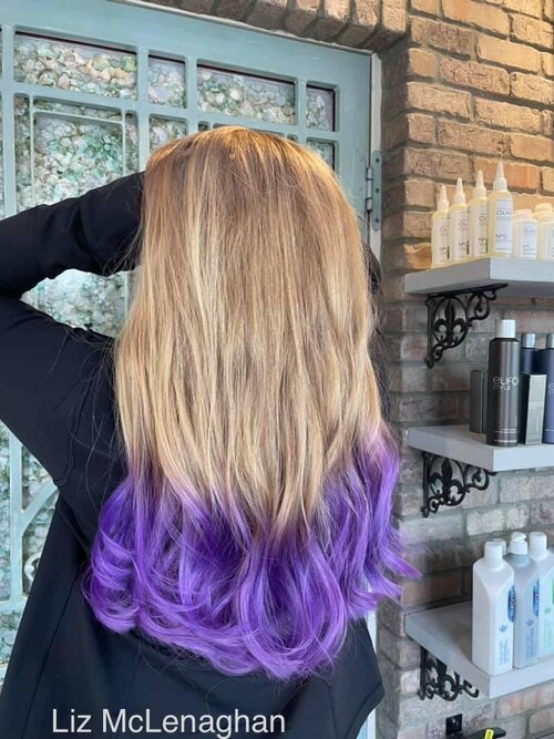 blonde hair purple tips