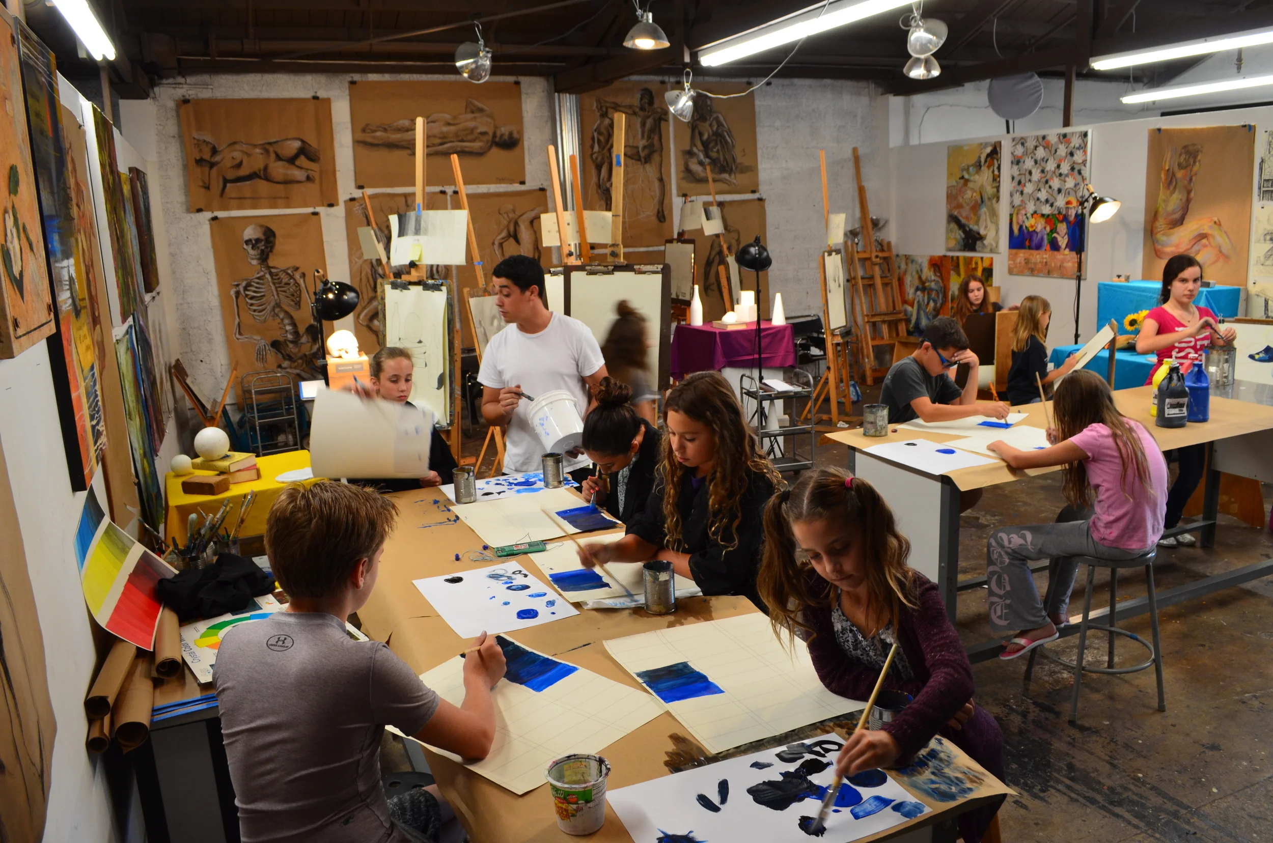 Middle School Students Learning Color Theory