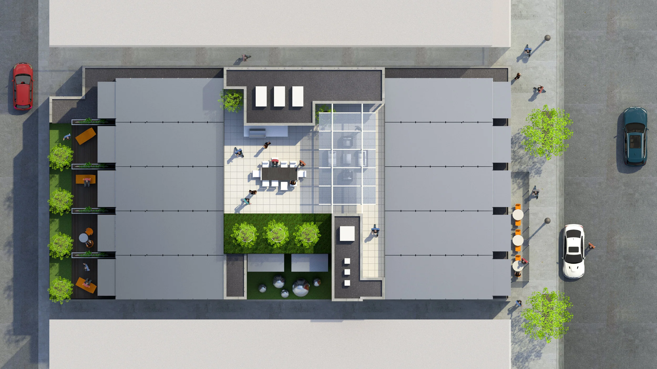 proposed site plan showing exterior amenity spaces. rendering courtesy of three sixty design (www.sitedrivendesign.com)