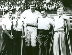   Baseball great Babe Ruth poses with ICD clients  