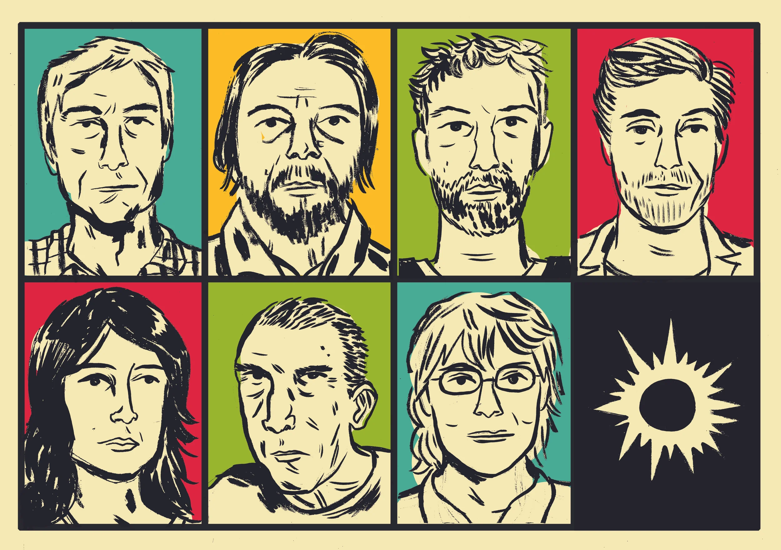Acima, Reinaldo Moraes, Cristóvão Tezza, Michel Laub, Gregorio Duvivier; abaixo, Simone Campos, Sérgio Sant'Anna, Vilma Arêas