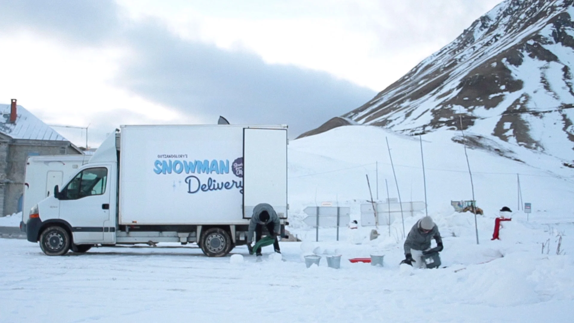 A still from the Snowman Delivery video