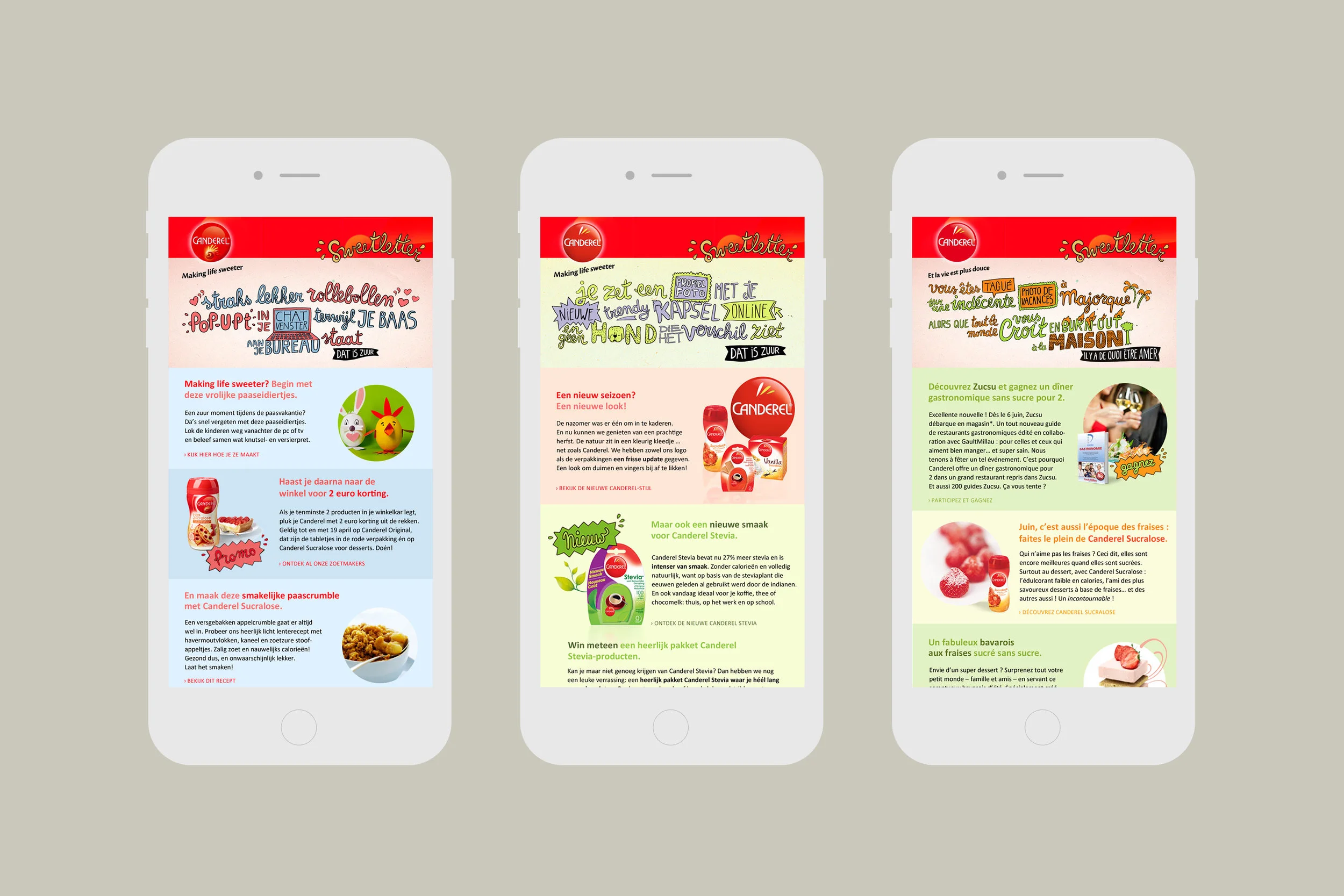 Canderel Making Life Sweeter newsletters on mobile device