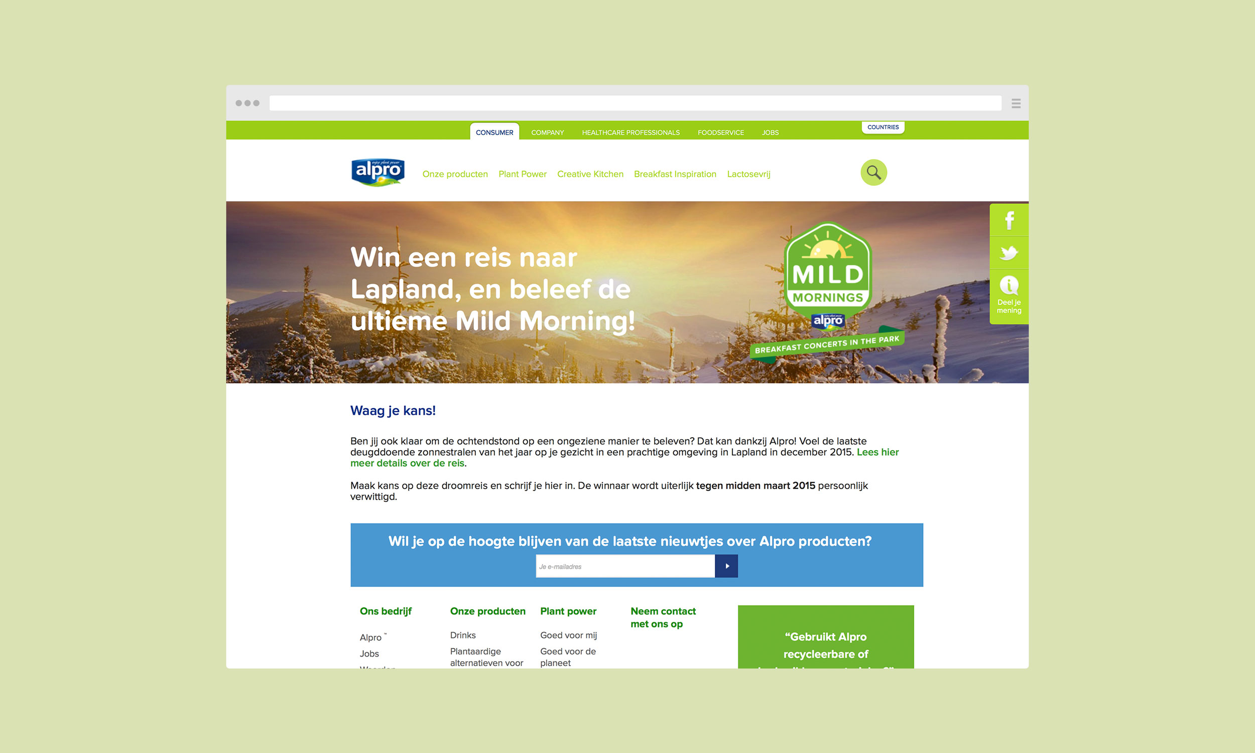 Alpro Mild Mornings website