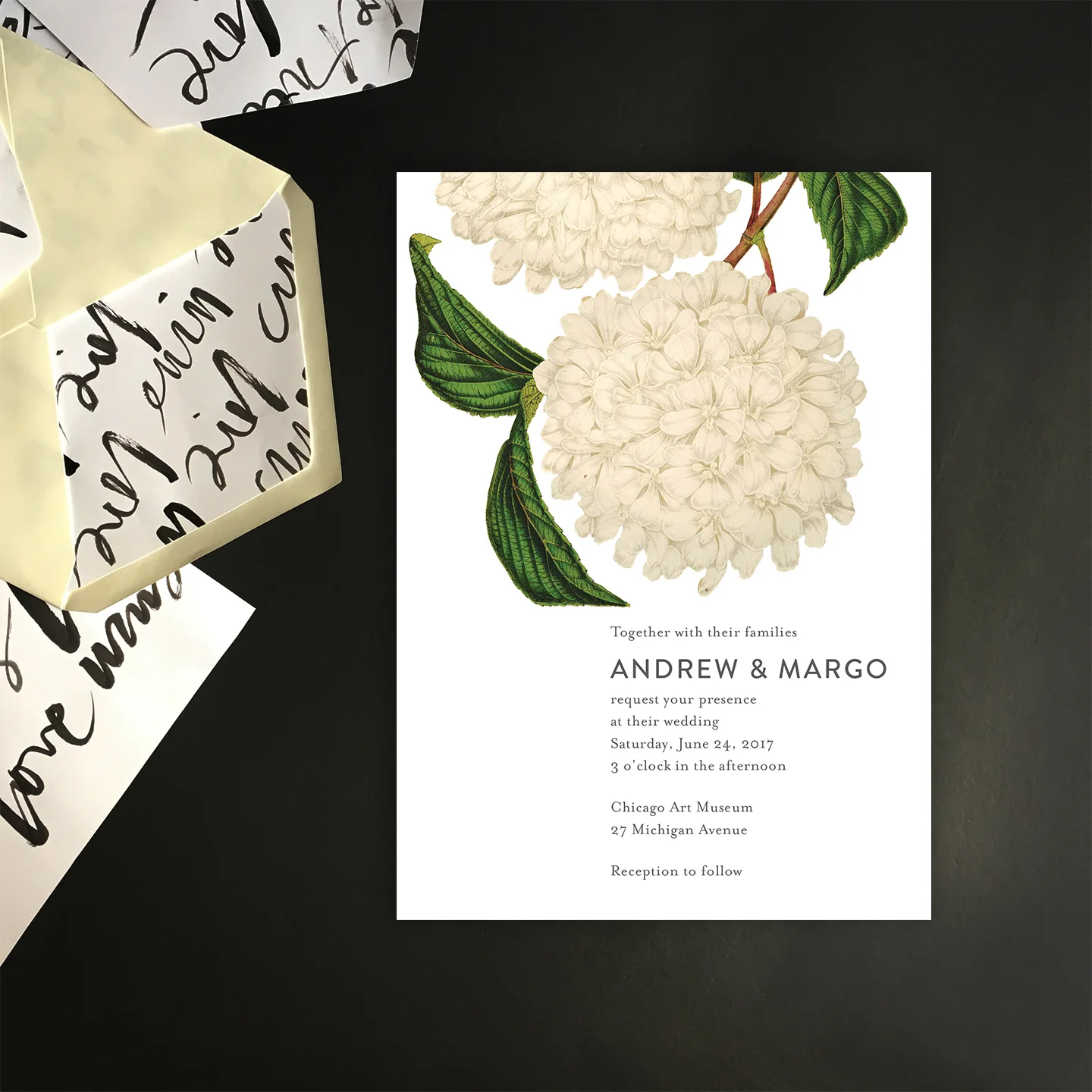 White hydrangea invite with env liners.jpg