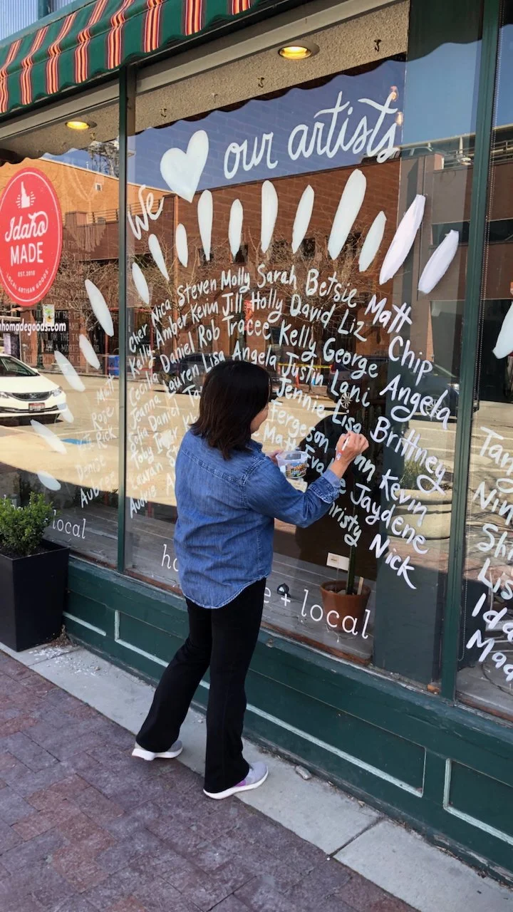 Lisa work in process window painting