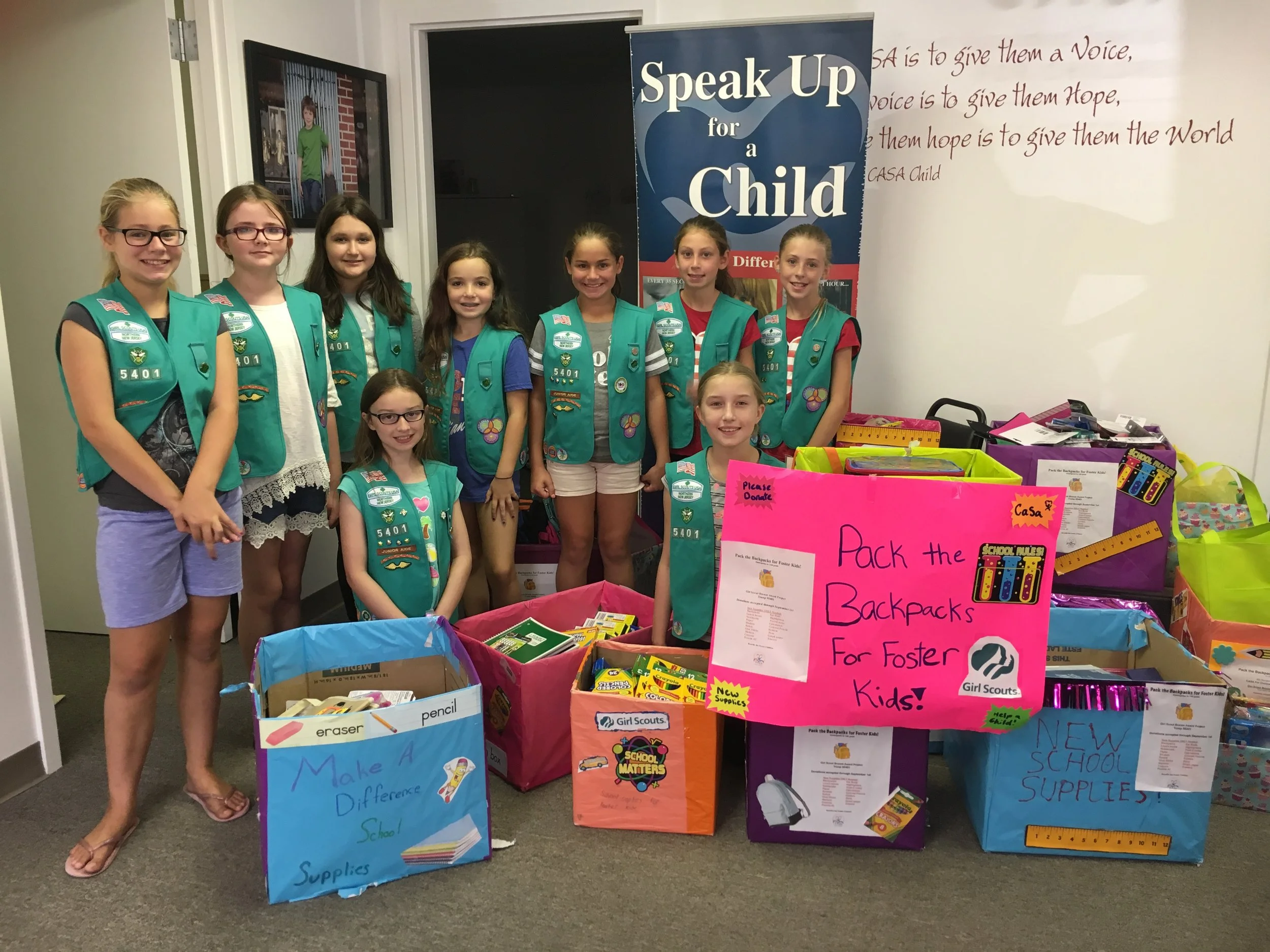 Pequannock Girl Scout Troop 95401 dropped off carloads of school supplies