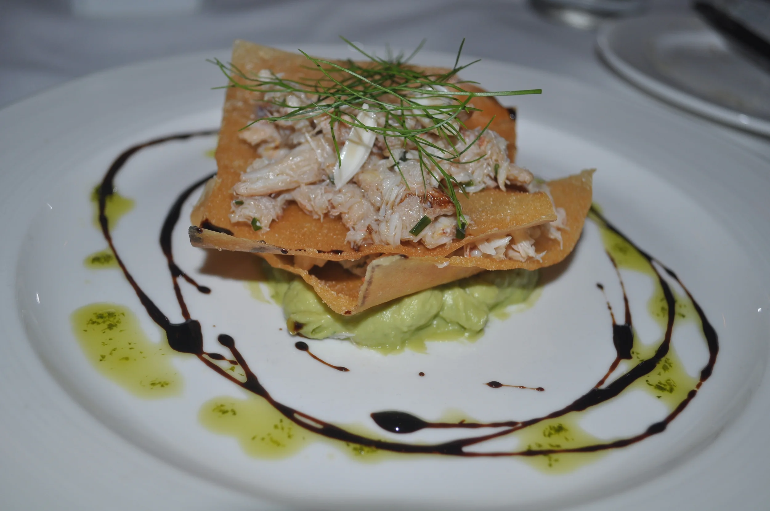 You’ve probably never had a Napoleon like this one, filled with crabmeat and avocado puree.