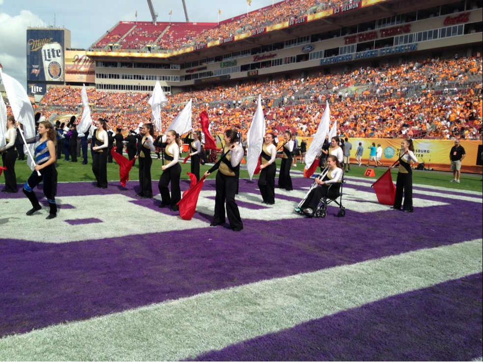 High School Marching Band Plays At College Bowl Game