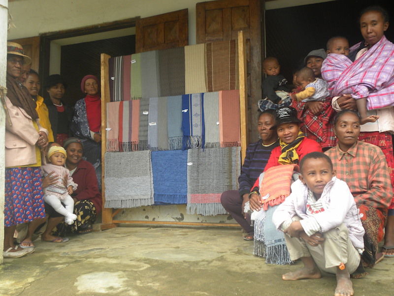 To aide poverty-stricken people in Madagascar, Huntington native Diane Powers, inset, founded the nonprofit Madaworks to raise funds towards aiding young Malagasy girls attend high school, and to support female Malagasy artisans. Above, a group of Malagasy artisans pictured at Famiova weaving cooperative in Ranomafana in Madagascar.
