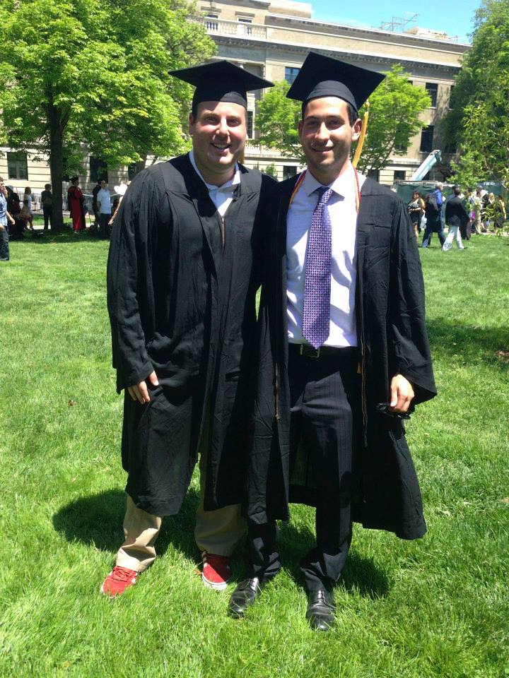 Hills East grad Dylan Berkenfeld, right, and business partner Arthur Mansdach, right, have developed the Doji Keyboard an application for smartphones translates some of sport's most iconic moments into digital emojis, or emoticons, inset.