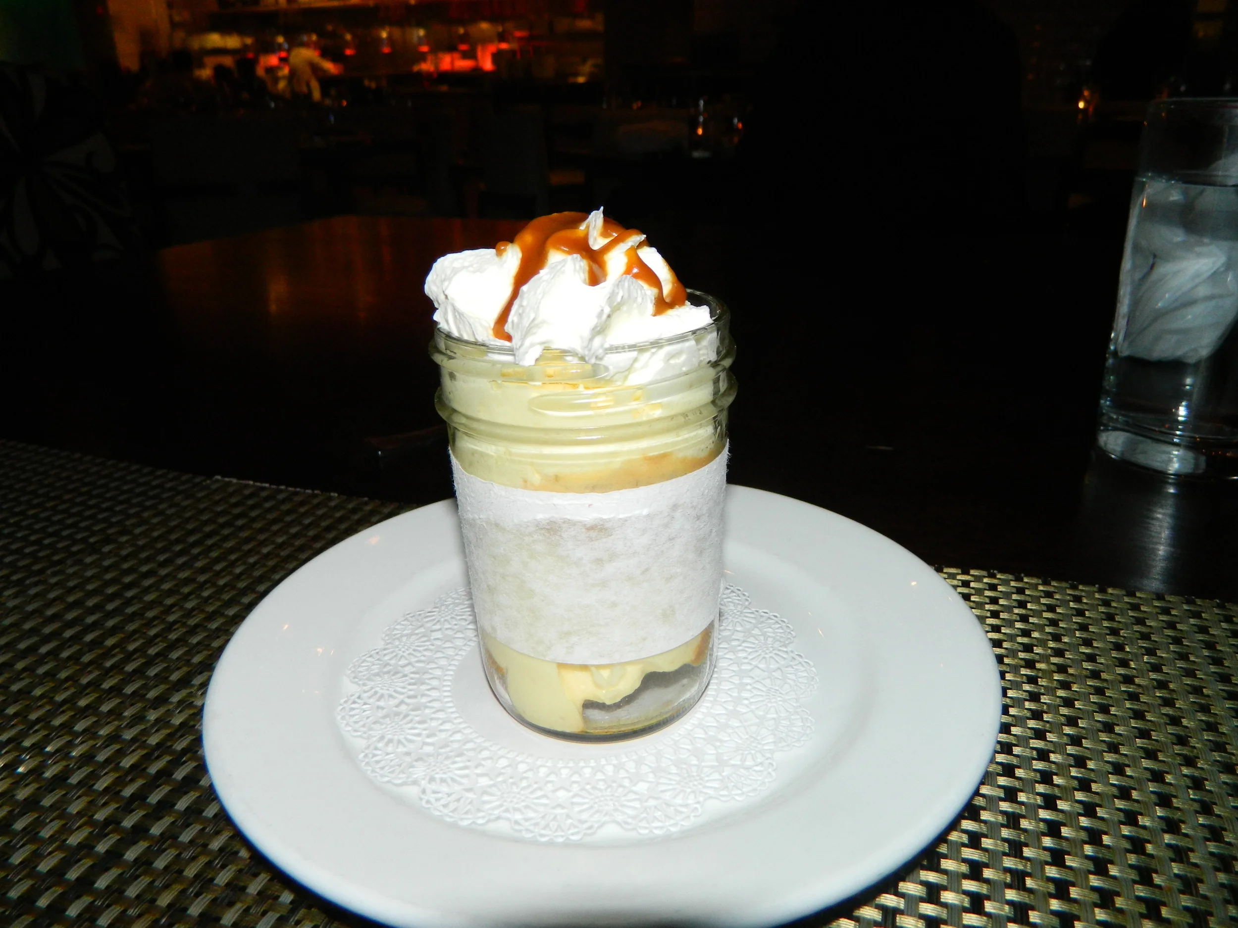 Banana cream pie in a jar at Jewel is a light and creamy dessert that has a playful note to it.