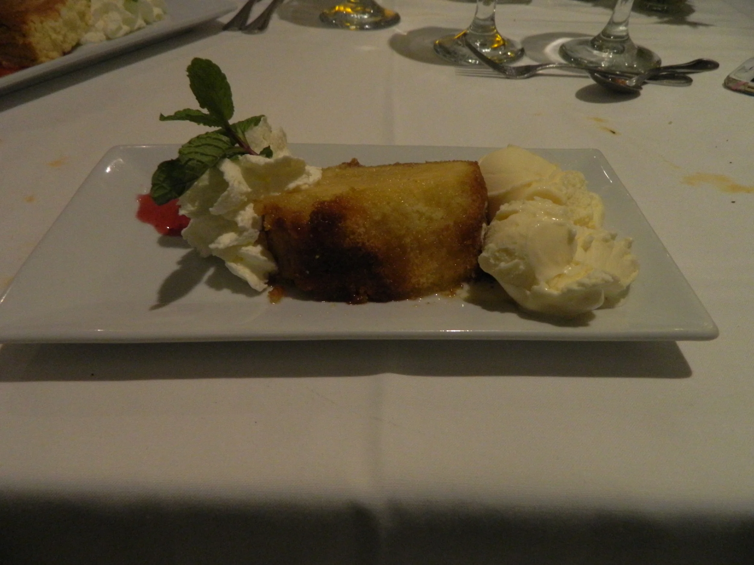 The rum cake ala mode at Harbor Mist is moist and decadent.