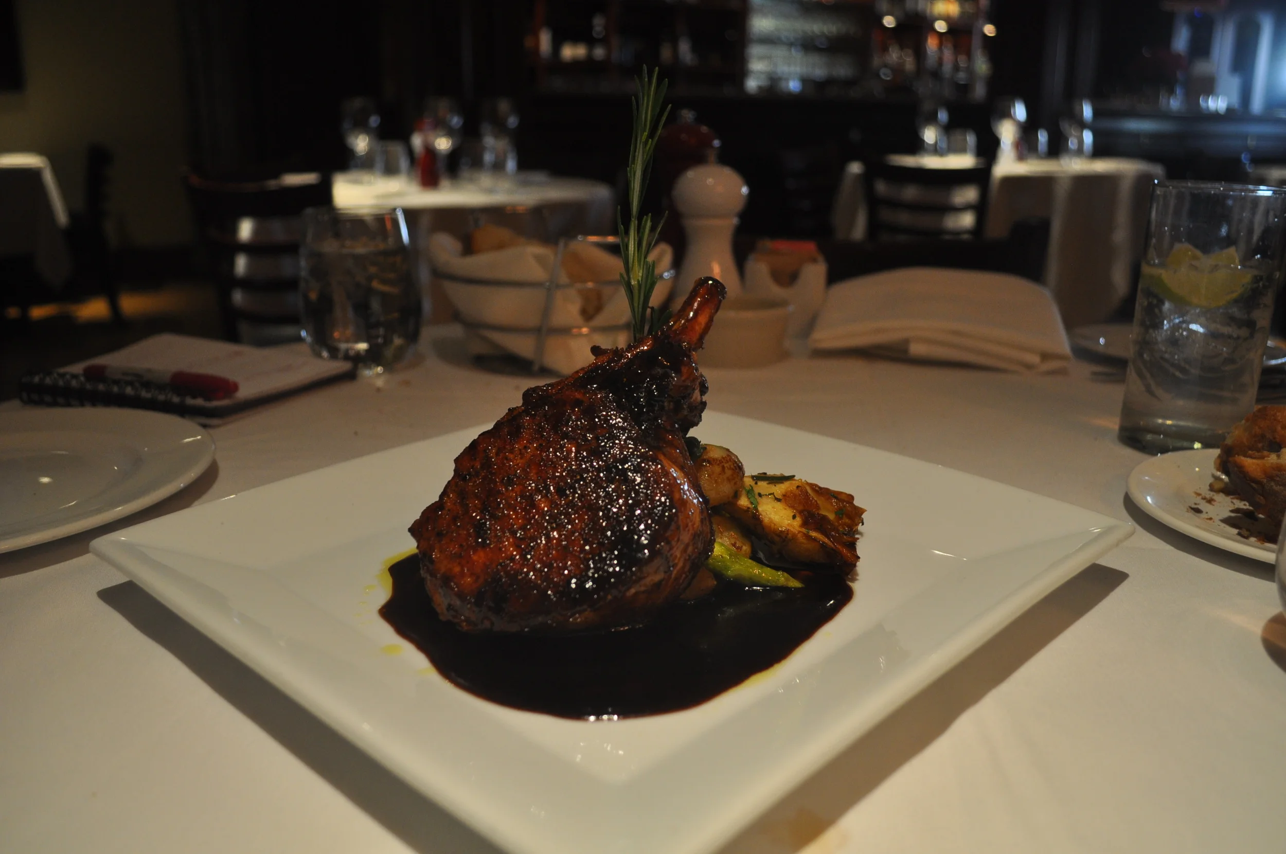 The truffle aroma wafts from the plate of Maiale con Vegetali Tartufati at Jonathan’s Ristorante.