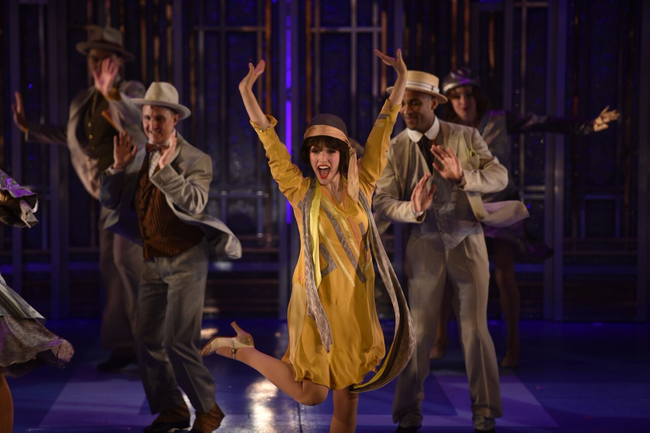 Tessa Grady (Millie Dillmount) delivers an exciting performance in the opening scene “Not for the Life of Me” in John W. Engeman Theater’s production of “Thoroughly Modern Millie.”