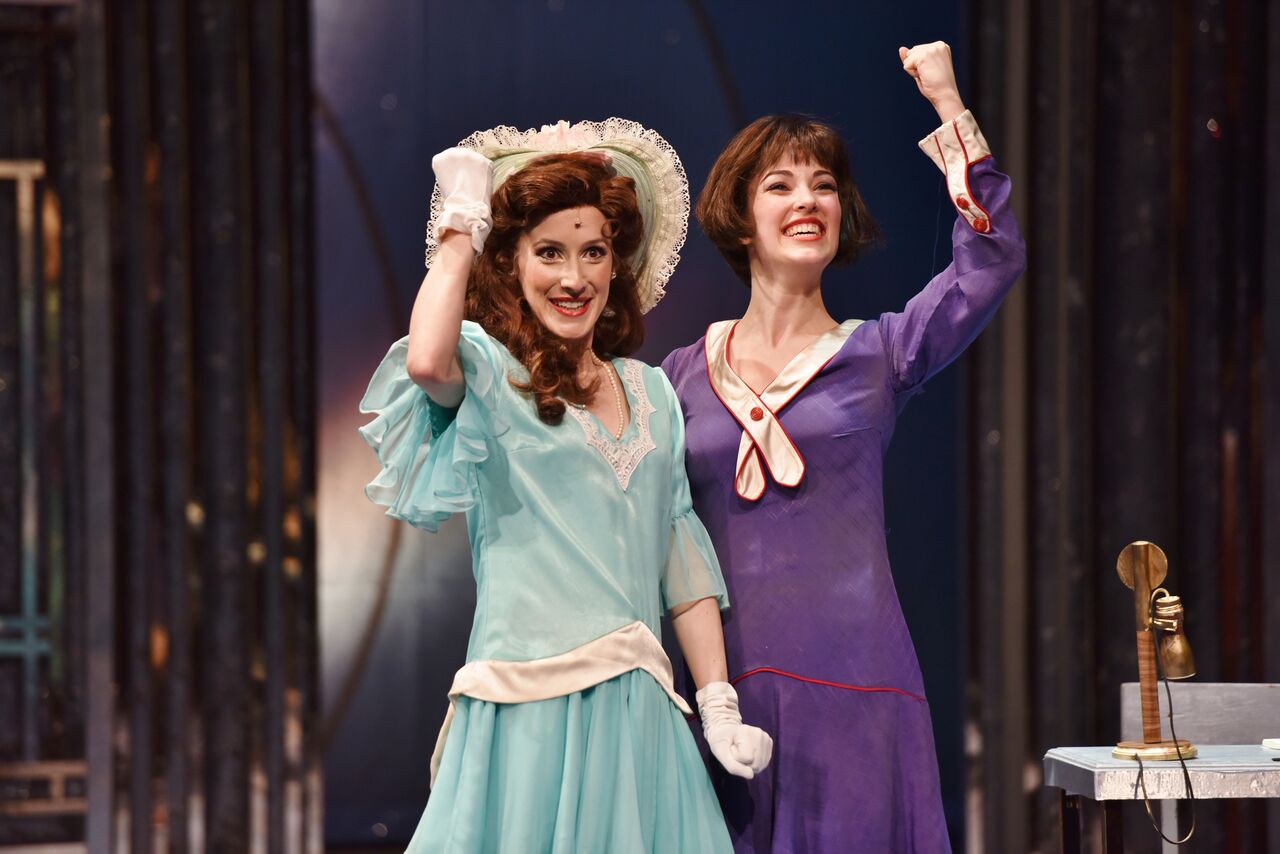 Sarah Stevens (Miss Dorothy Brown) and Tessa Grady (Millie Dillmount) perform “How the Other Half Lives” in John W. Engeman Theater’s production of “Thoroughly Modern Millie.” Photos by Michael DeCristofaro