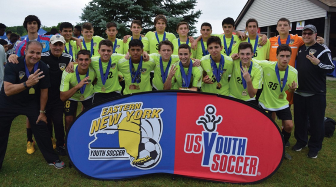 The Dix Hill Hurricanes boys U-16 soccer team became State Open Cup champions for the third consecutive year following a 3-0 win over the Pleasant Valley Cobras on June 4. Photo courtesy of Eastern New York Youth Soccer Association