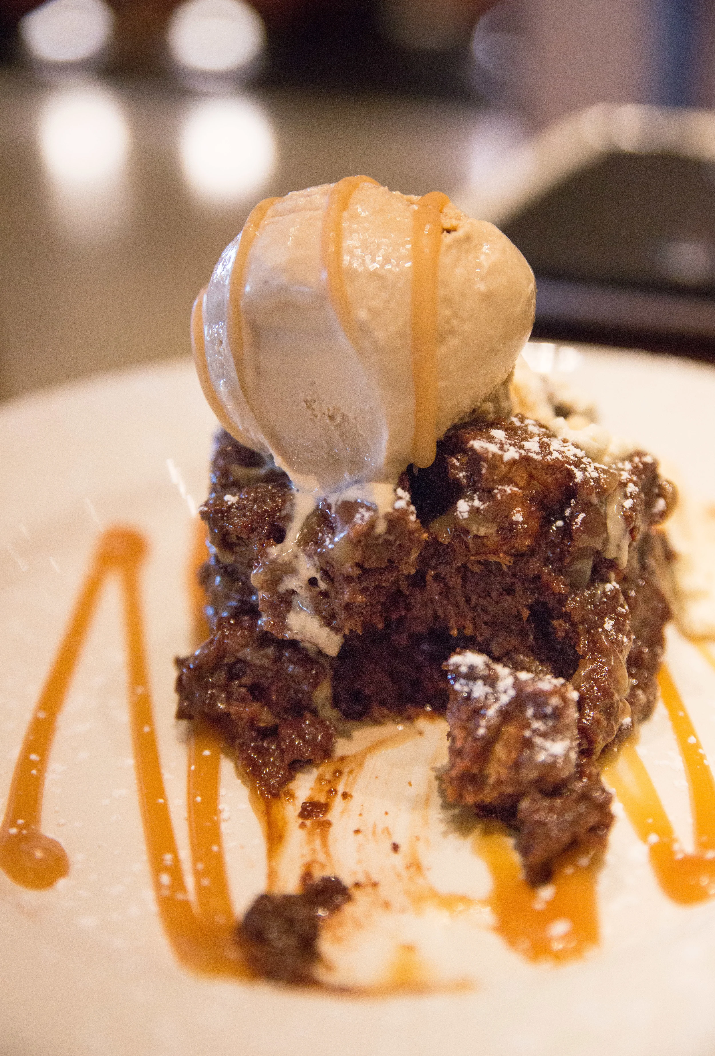 The darkly decadent Nutella Bread Pudding tops the meal off right with a mixing of cool coffee ice cream and warm pudding colliding to bring a hurricane of flavors that will excite the palate.