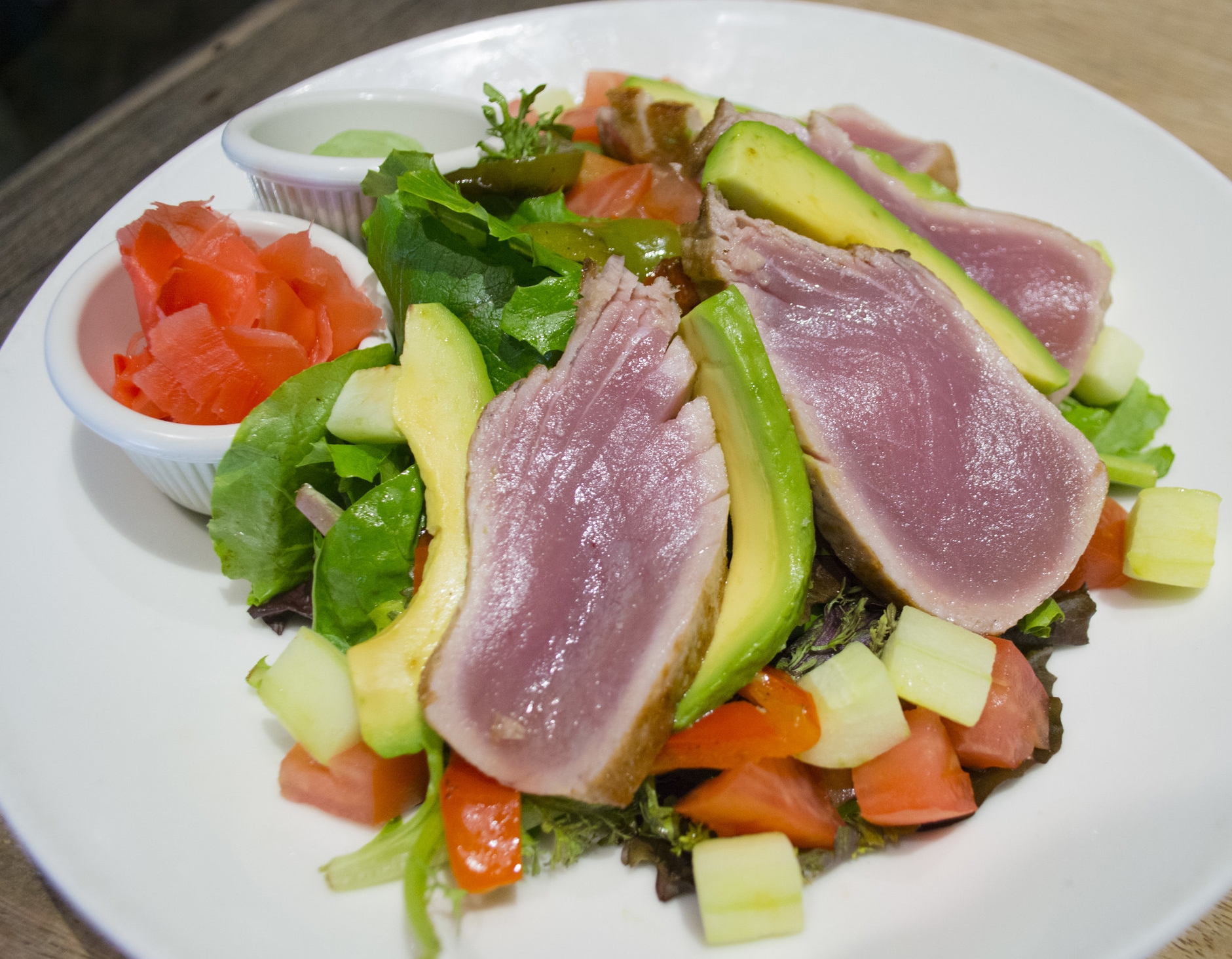 Long Islander News photo/Andrew Wroblewski he Ahi Tuna Salad is one of several entree options on both the brunch and lunch $23 price-fixe menus at Mac’s Steakhouse in Huntington village.