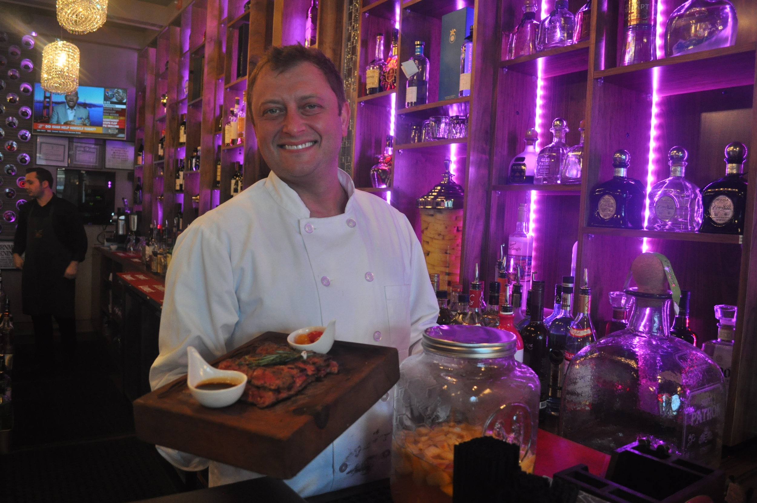 Imperial Meat Company executive chef Alexander Chernikov displays exquisite Wagyu skirt steak, a specialty of the Huntington village restaurant.