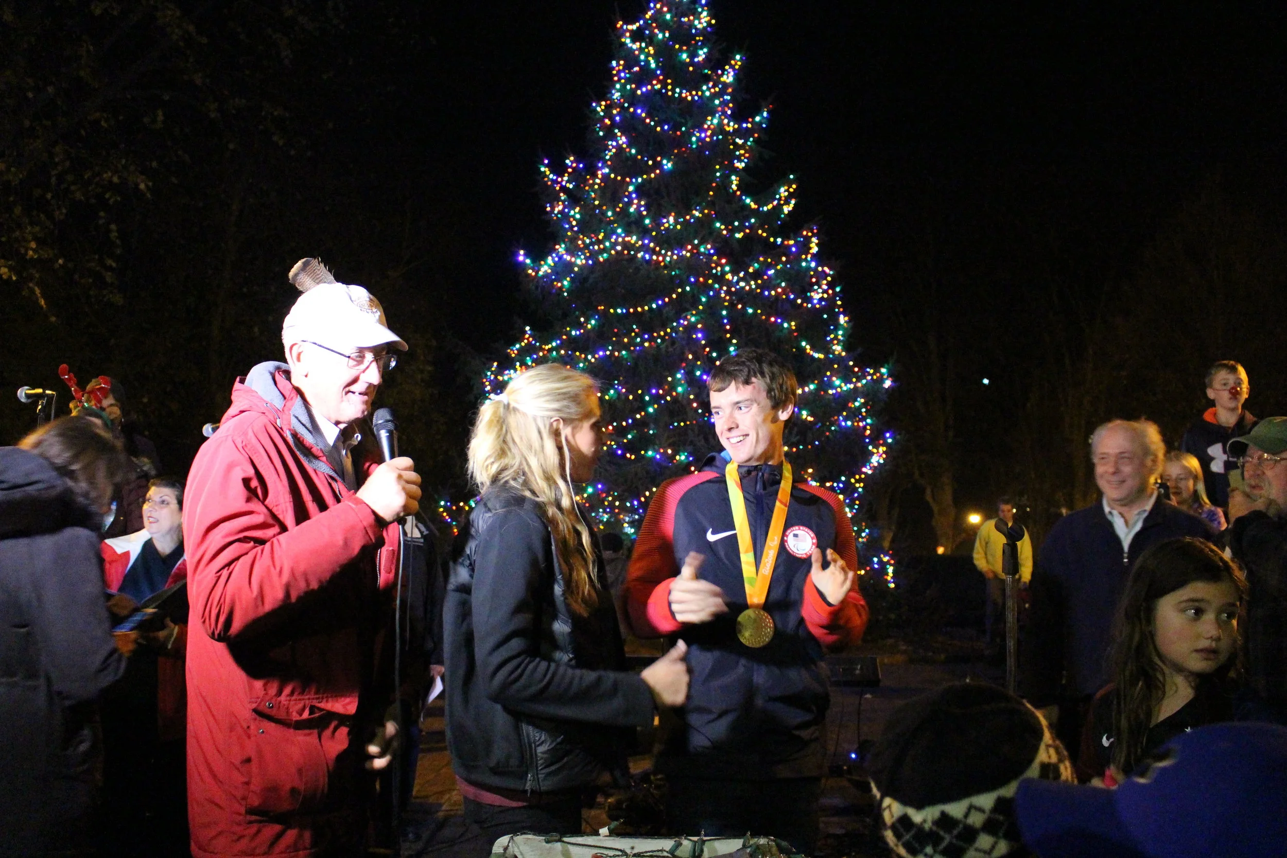 Olympians Light Northport Village’s Tree