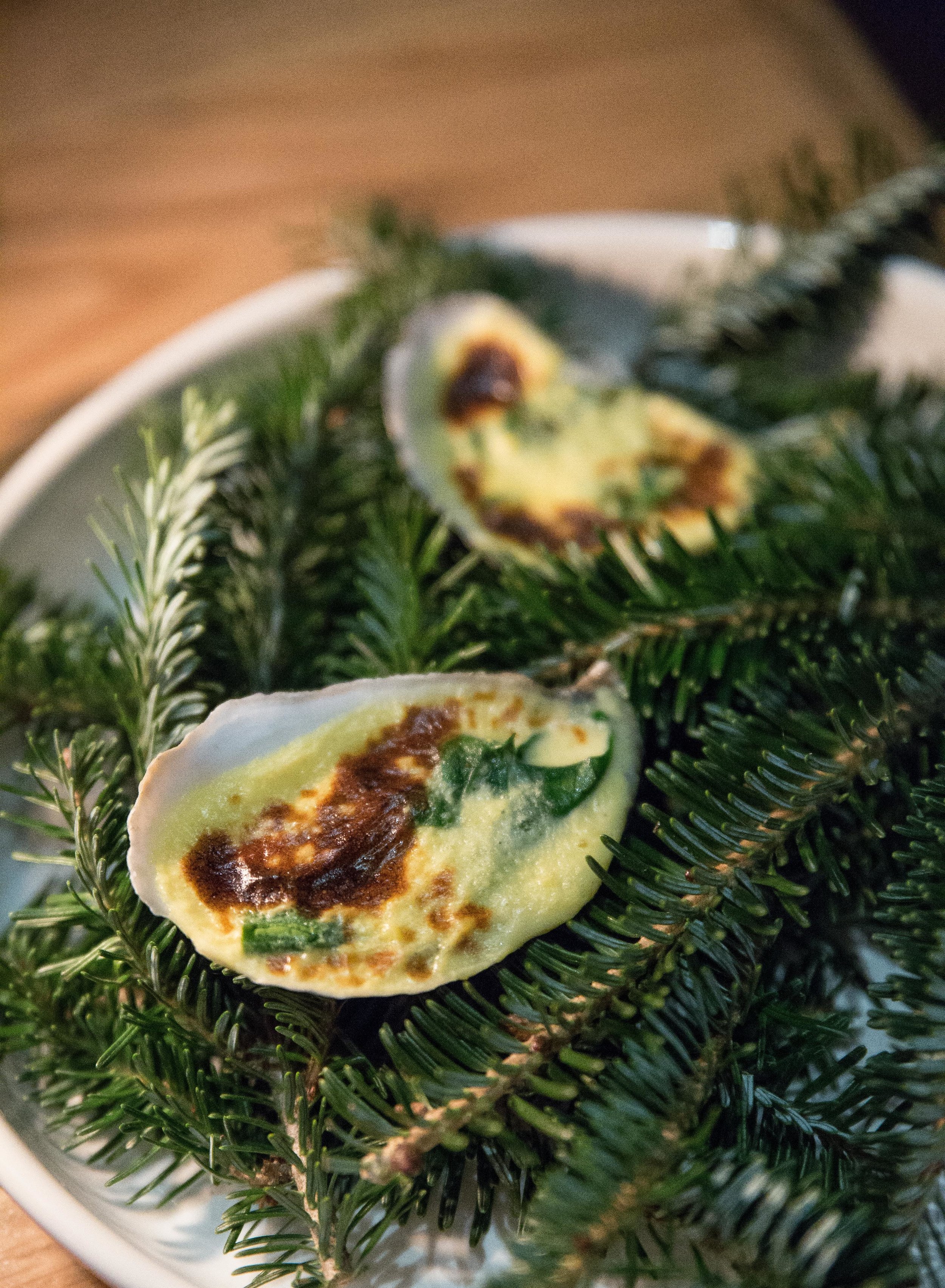 The Blue Point Oysters at Jema are served with hollandaise sauce and spinach. They’re perfectly smooth and burst with Atlantic freshness.