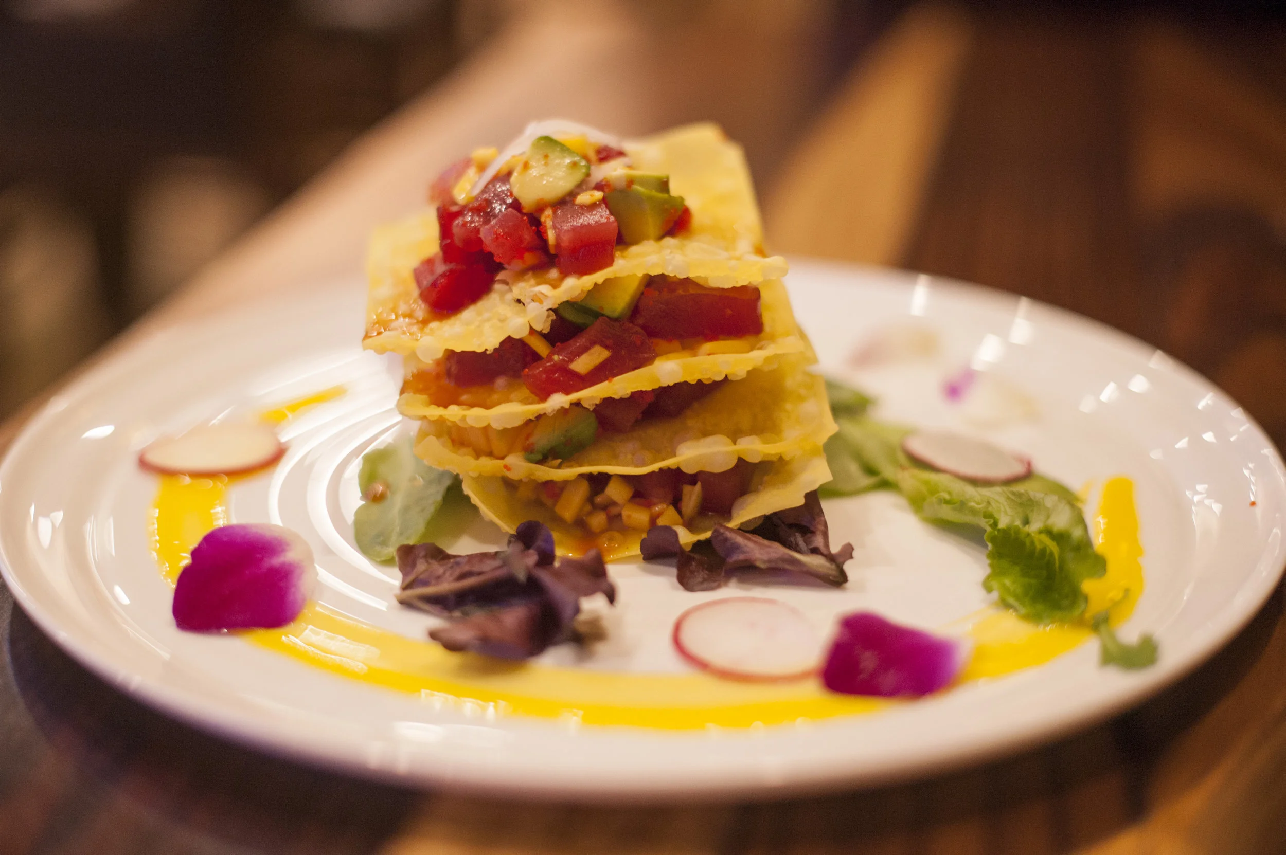 The Tuna Tower at Zaza Japan blends together multitudes of flavor stacked on top of each other.