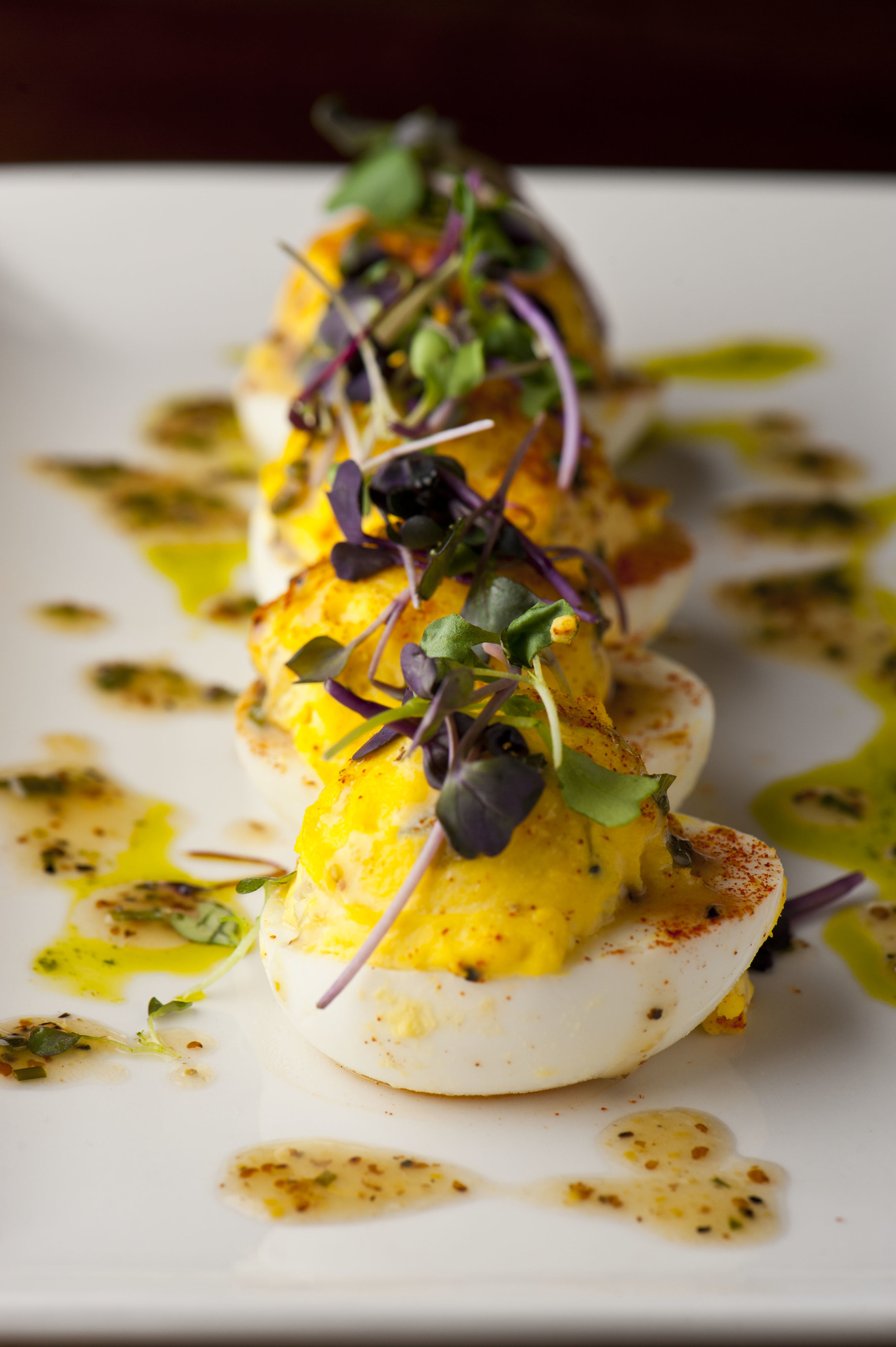  Del Fresco’s Grille’s truffle-chive deviled eggs are one of several signature brunch dishes available on Easter. 