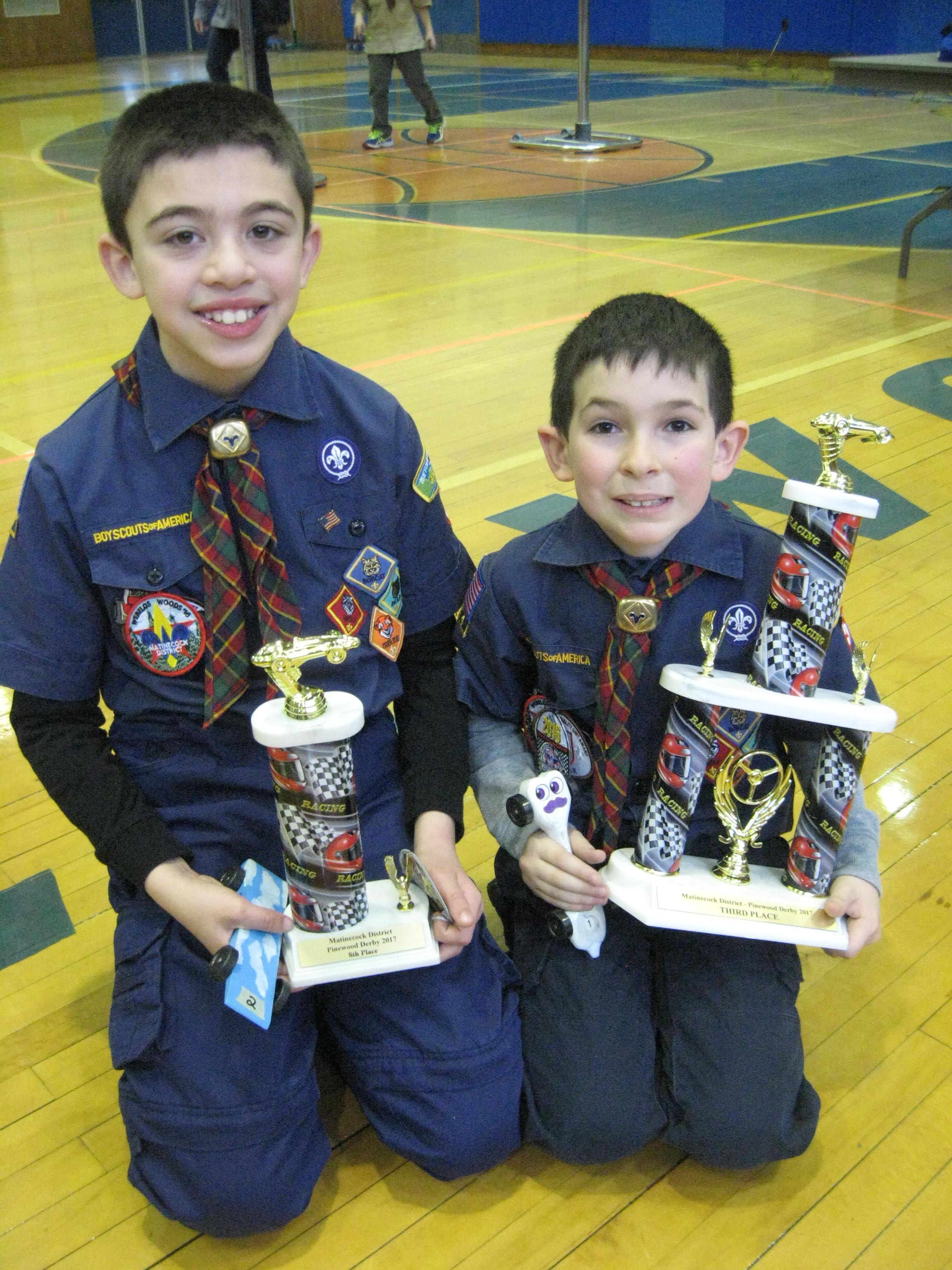  Third-place winner Mario M. Jr. and eigth-place winner Dominick S., both of East Northport’s Pack 5, 