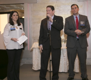 Young Professionals co-chairs Diane Palma, left, and Cooper Macco, right, are pictured with Brian Yudewitz, chamber chairman elect.