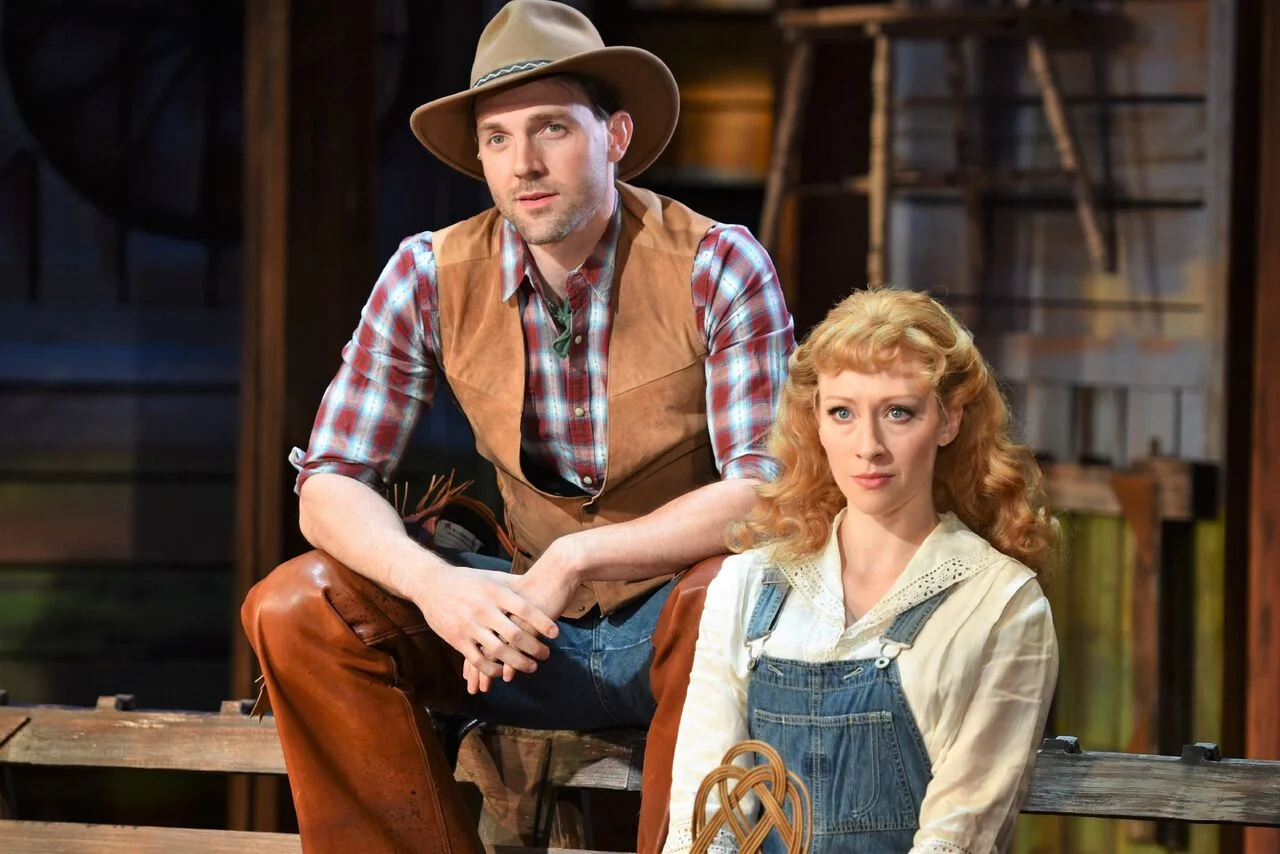  Bryant Martin, as Curly, and Kaitlyn Davidson, as Laurey, perform “The Surrey with the Fringe On Top” of the John W. Engeman Theater’s production of “Oklahoma!”&nbsp; 