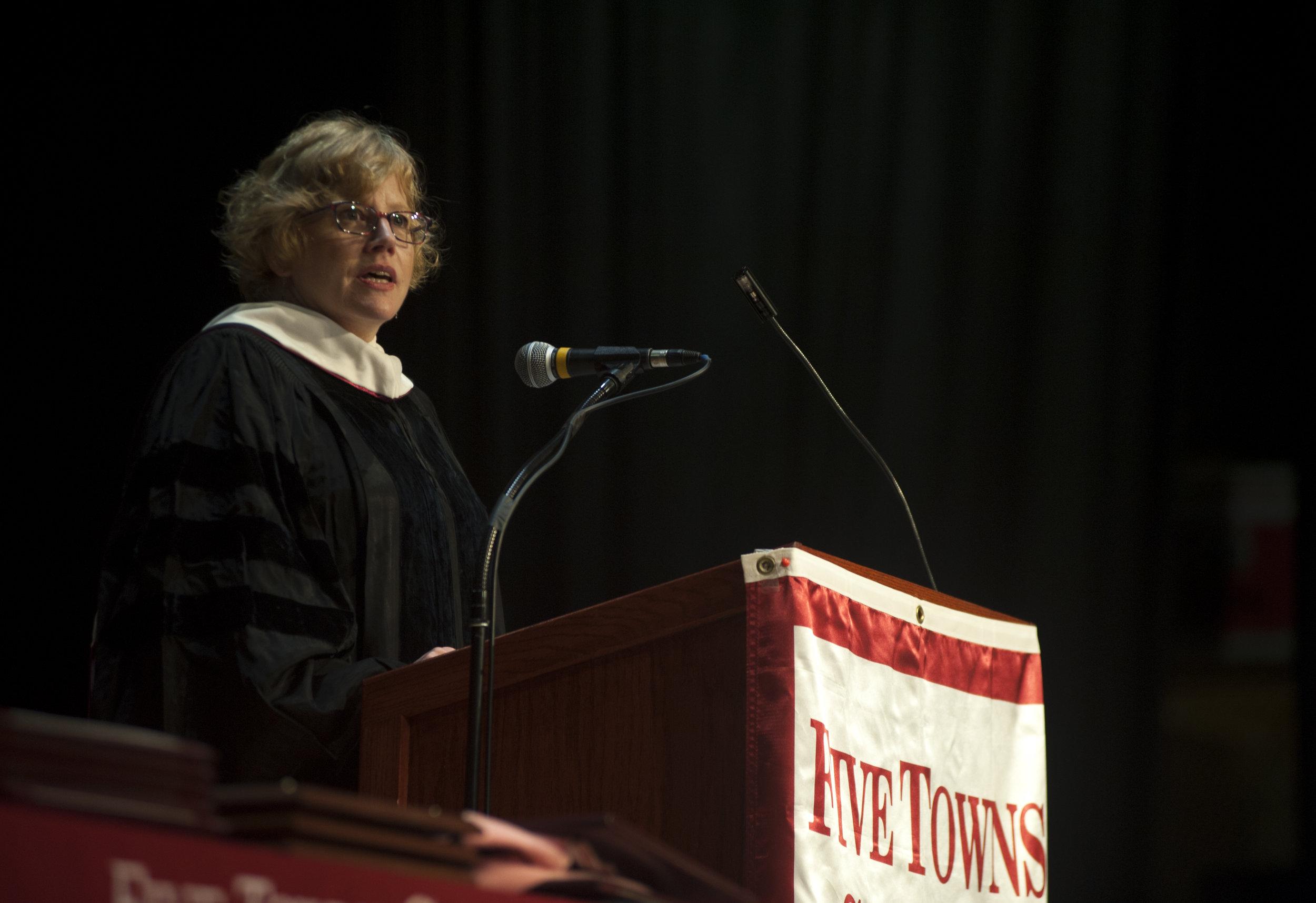  Diane J. Cherryholmes, who received an honorary doctorate, gives her speech. 