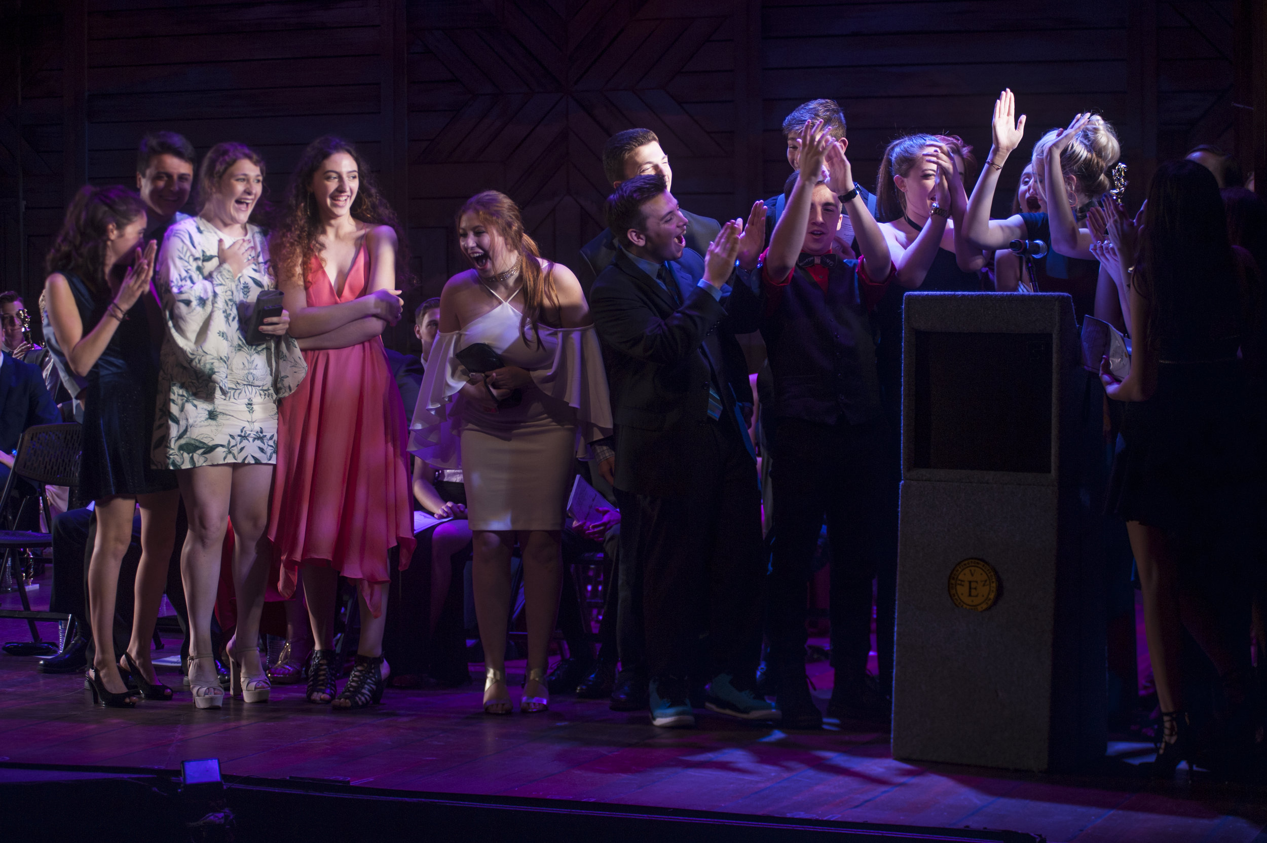  Cast members of Harborfields High School's “Guys and Dolls” celebrates their win for “Best Musical” at this year’s Hunting-Tony awards show. 