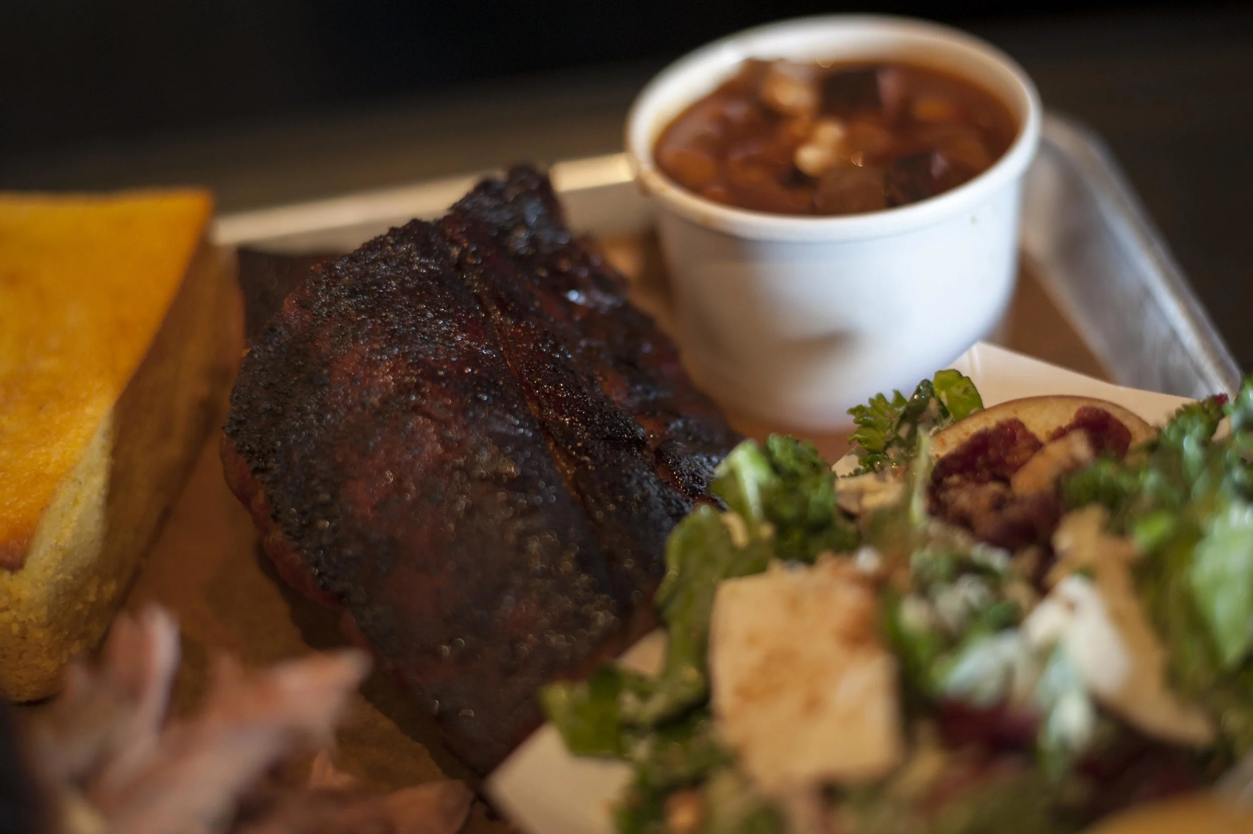   Long Islander News photos/David Weber  The Baby Back Ribs at Old Fields BBQ fall off the bone with just a gentle bite, and have a great, smoky flavor. 