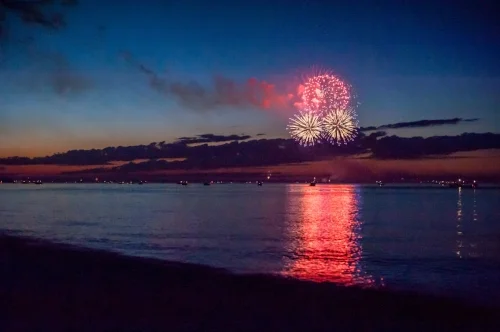  The beaches in Asharoken gave unparalleled views to see the fireworks launched in the Long Island Sound 