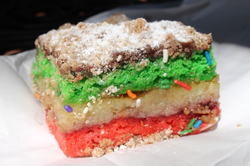 Long Islander News Photo/Lauren Peller The Instagram-worthy rainbow crumb cake from Sweetie Pies.