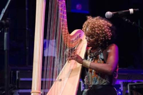  Grammy-nominated harpist Brandee Younger took the stage in the evening of the third annual Coltrane Day Music Festival at Heckscher Park. 