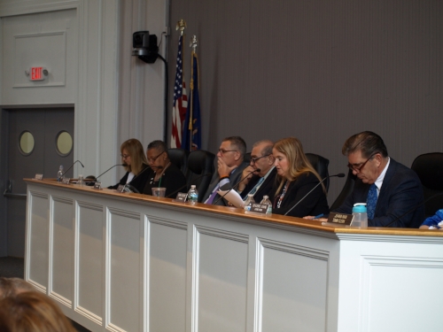 Huntington Town Board members debate term limits during Tuesday’s meeting.