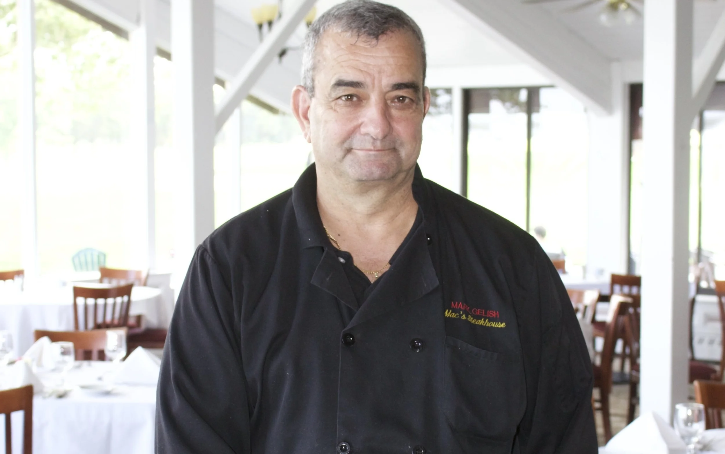   Long Islander News photo/Barbara Fiore  Mark Gelish, owner of Mac’s at the Meadow, opened the 8,000-square-foot restaurant at the Crab Meadow Golf Course in May. 