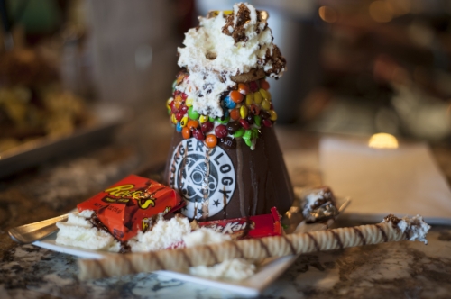  The Huntington location of Burgerology serves milkshakes — something the Rockville Centre location does not — including the Hershey Park shake, filled with cookies-and-cream and topped with mini Hershey’s bars, KitKats and Reese’s Peanut Butter Cups