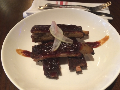   The St. Louis Ribs ($16) are served with a chipotle barbecue sauce and pickled watermelon rind.   Long-Islander News photo/Connor Beach  