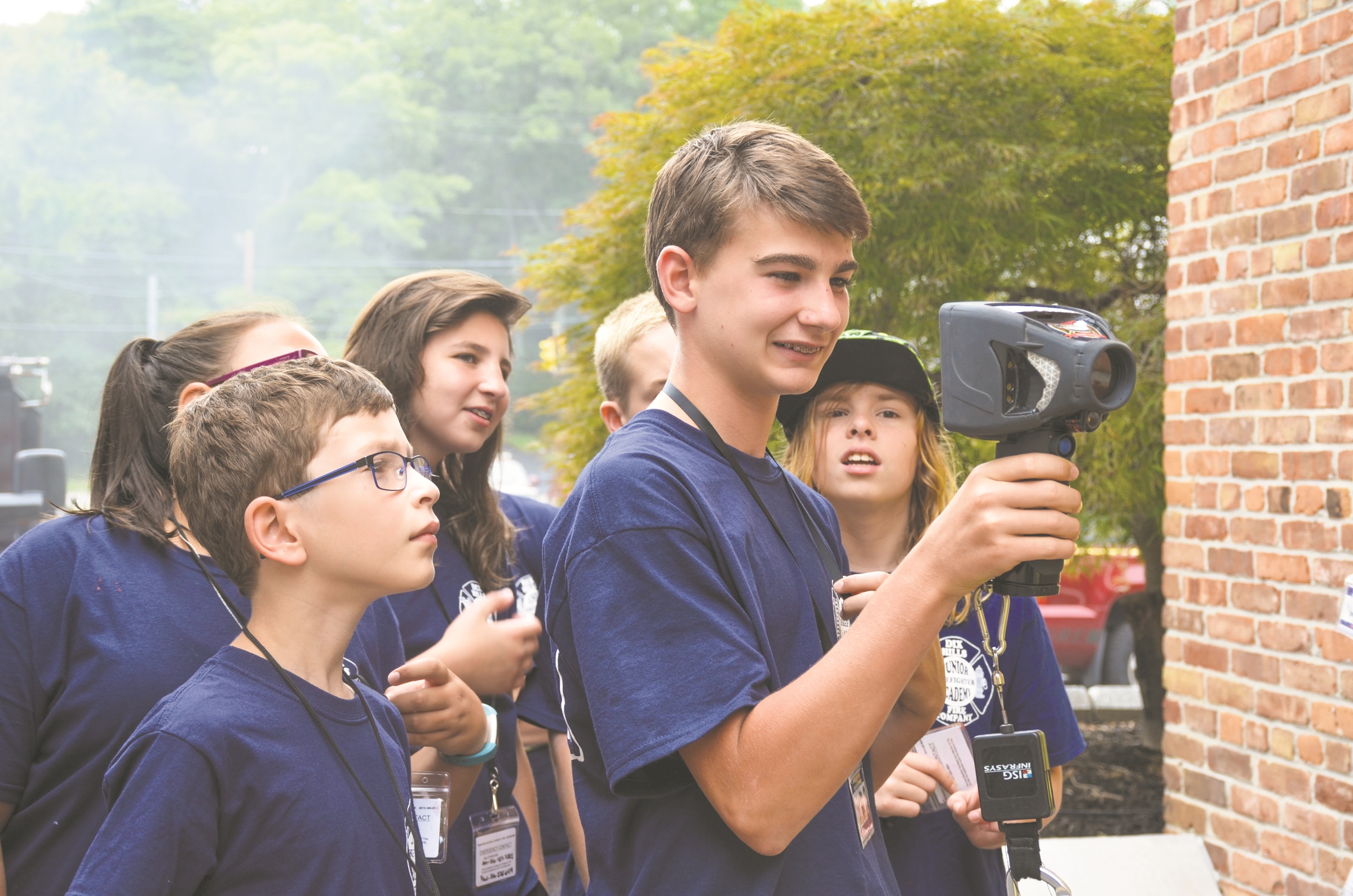   Kids practice using a Thermal Imaging Camera that allows firefighters to see areas of heat and locate victims through heavy smoke.&nbsp;  Photo by Rachel Sarah Berkowitz  