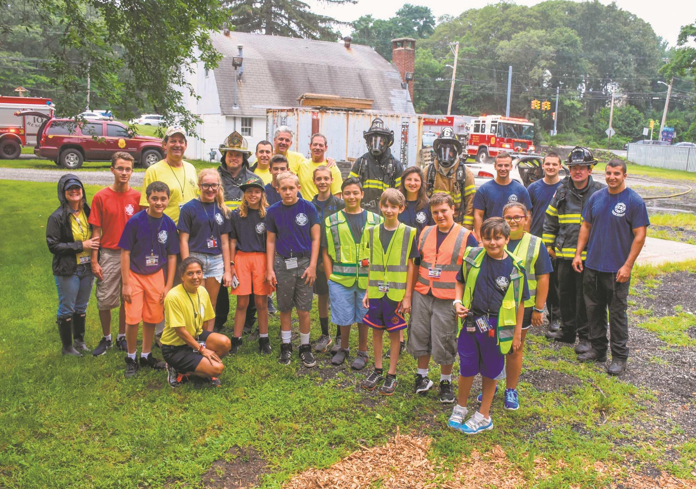   Juniors and the Dix Hills FD instructors meet Sasha the Arson Detection Dog at Suffolk County Fire Rescue and Emergency Services.&nbsp;  Photo by Rachel Sarah Berkowitz  
