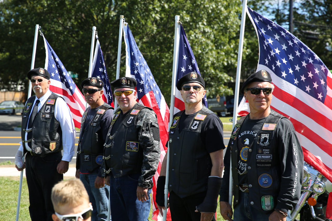   American Legion Riders, from Greenlawn Post 1244, oversee the festivities.   Photo by Steve Bartholomew  