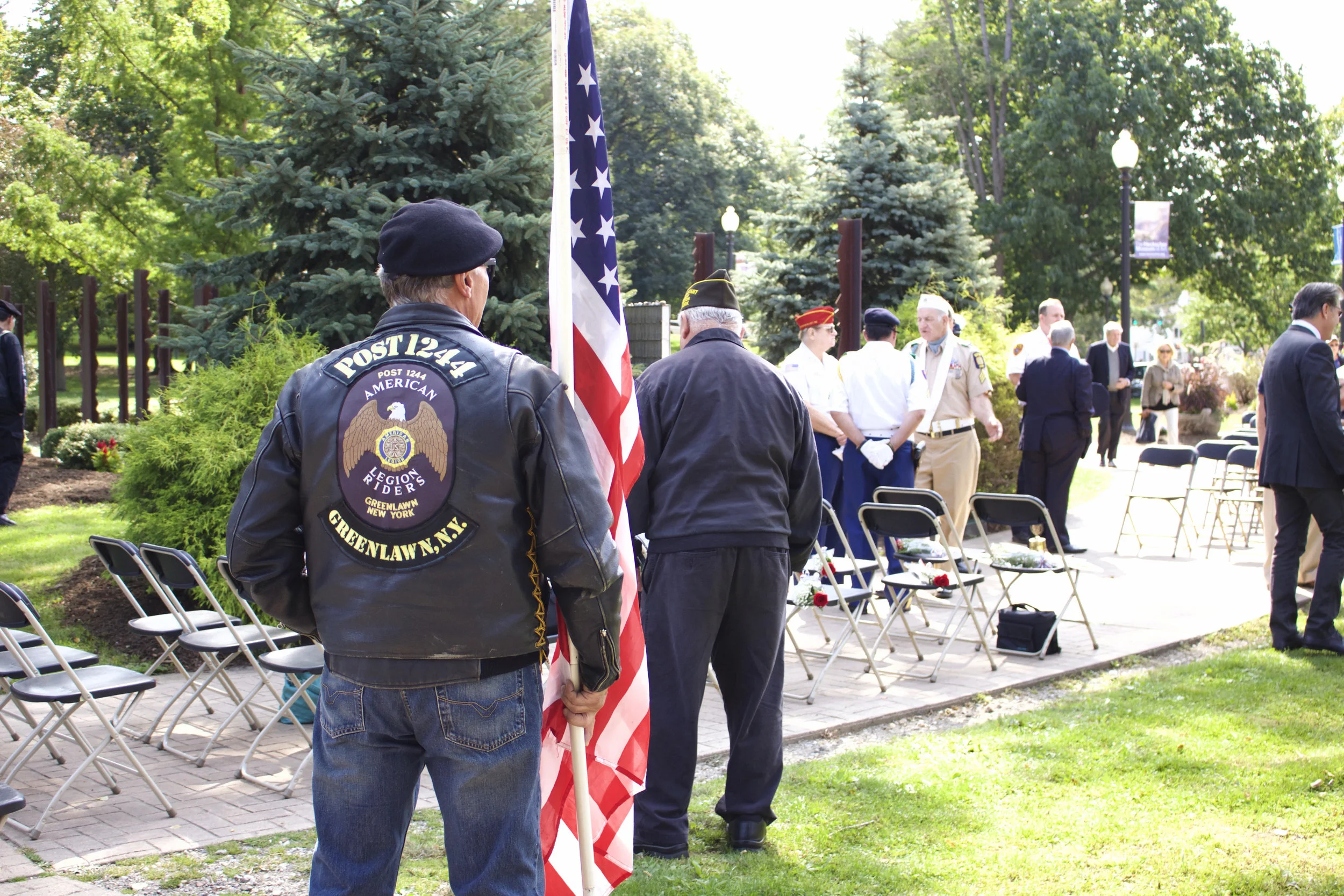   American Legion Greenlawn Post 1244 Riders attend Heckscher Park’s 9/11 Memorial ceremony.   Long Islander News photos/Janee Law  