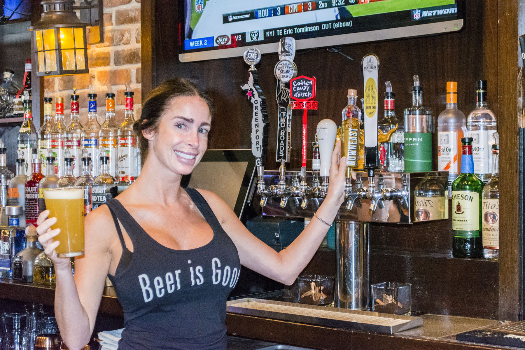   The Lark bartender Danielle has been serving food and drinks at the East Northport pub for five years.   Long Islander News photo/Barbara Fiore   