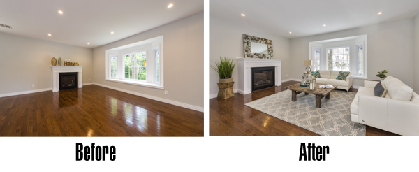   This living room was staged by real estate agent Monique Serena in a house on Bay Road.   Photo Courtesy of Monique Serena  