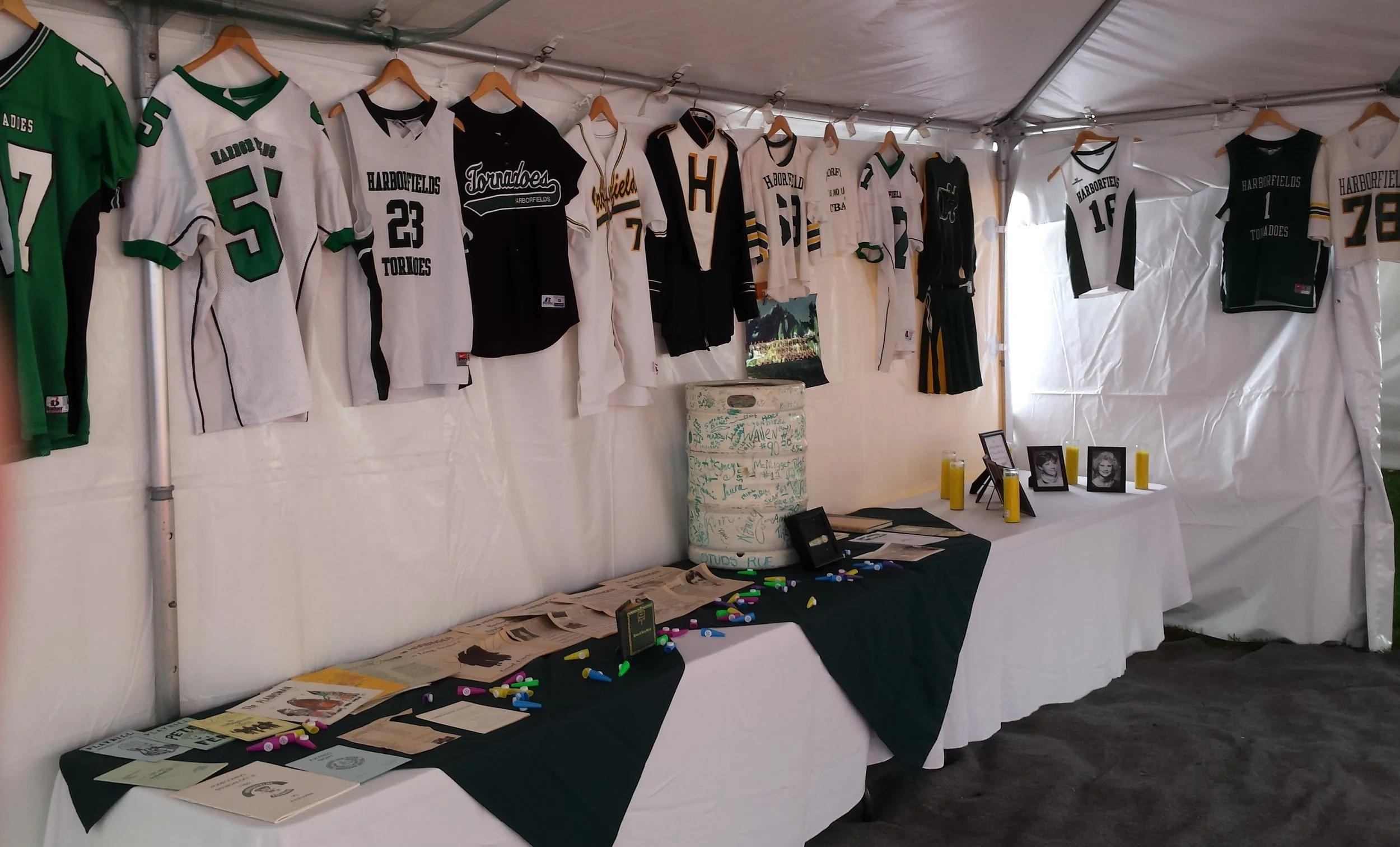   The Harborfields High School Class of 1987 hung several mementos during its 30th reunion.   Photo Courtesy of John Tilden  